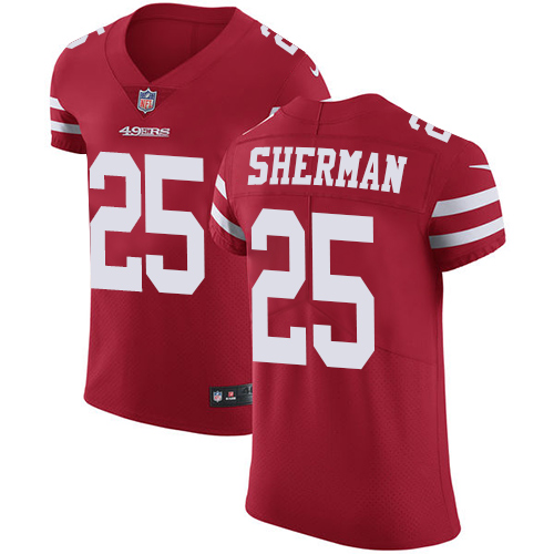Nike 49ers #25 Richard Sherman Red Team Color Men's Stitched NFL Vapor Untouchable Elite Jersey